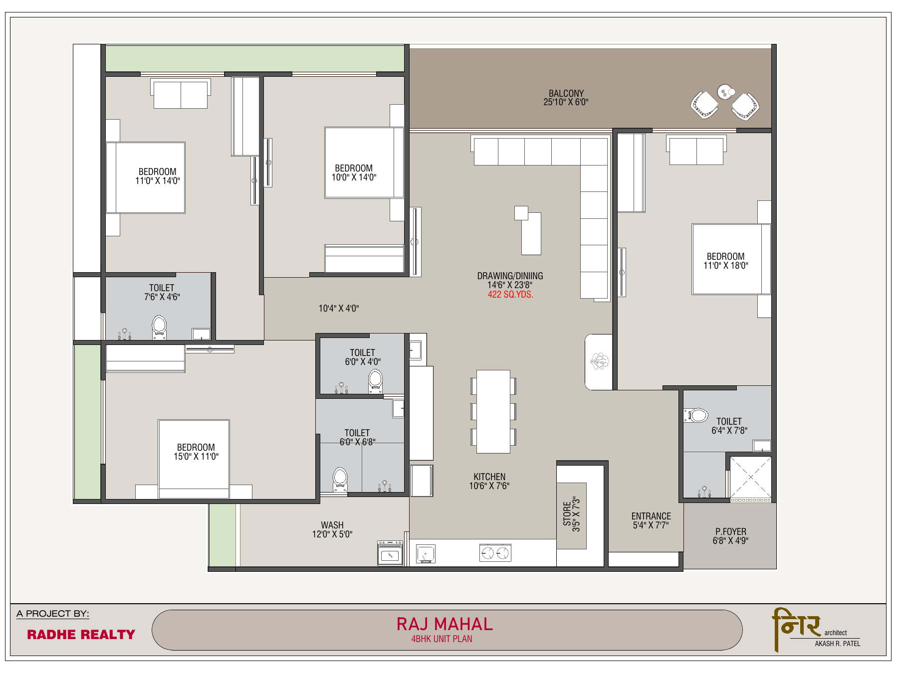 Original Raj Mahal 4BHK floor plan from brochure page 8
